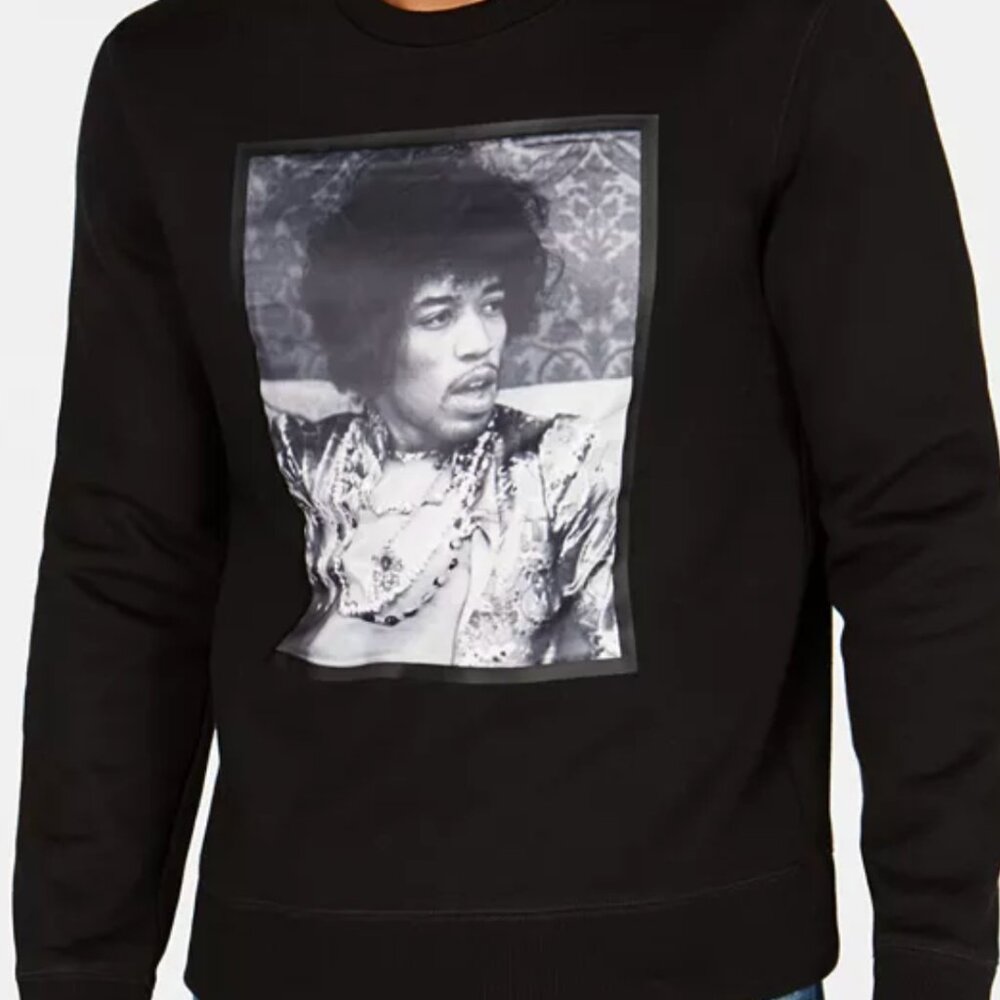 Sean John Men's Jimi Hendrix Graphic CREWNECK Sweatshirt BLACK SIZE LARGE
